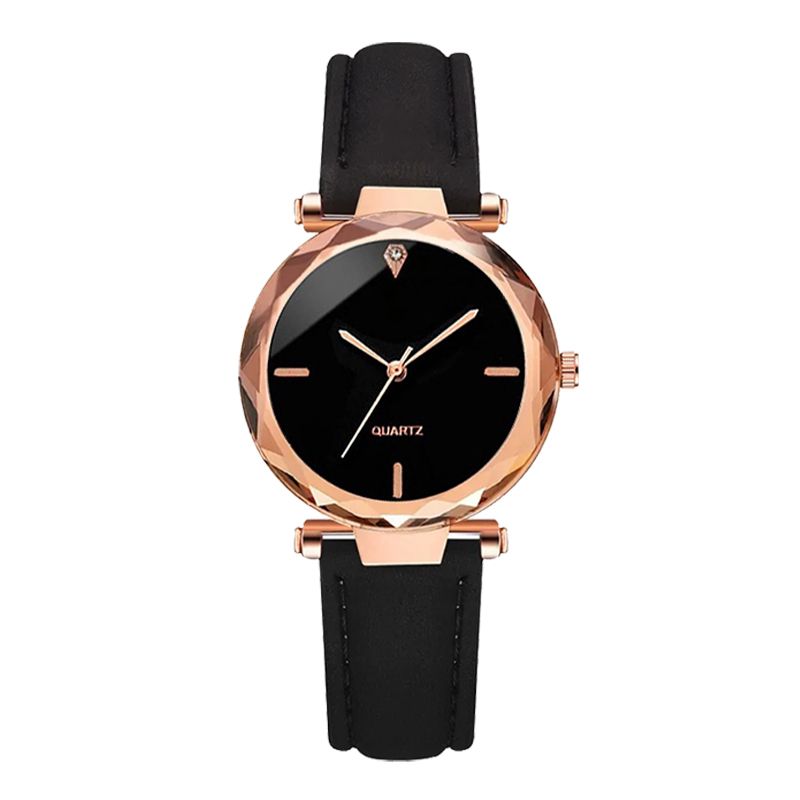 2pcs Luxury Fashion Women Watch Set PU Leather Strap Ladies Quartz Wristwatch Rhinestone RoseGold Alloy Bracelet For Ladies Gift