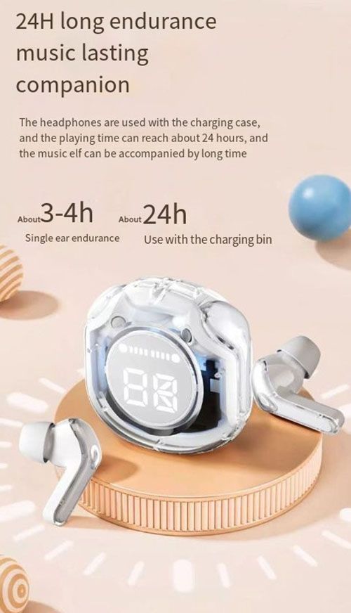 RichRipple Air39 Bluetooth Earphone True wireless Bluetooth Earpods headphones transparent charging case sports headphones noise cancelling headphones large capacity power