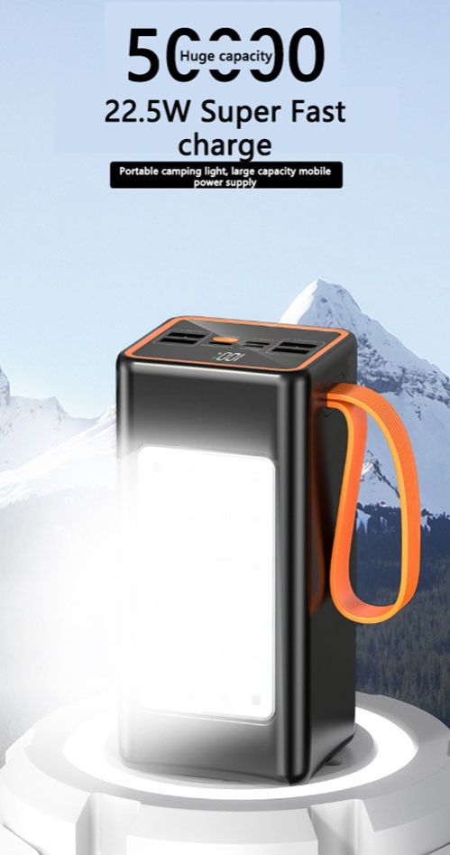 RichRipple Power Banks 50000mAh Power Bank Fast charge 22.5W High capacity charger Camping Light Portable portable charger compatible with multiple devices