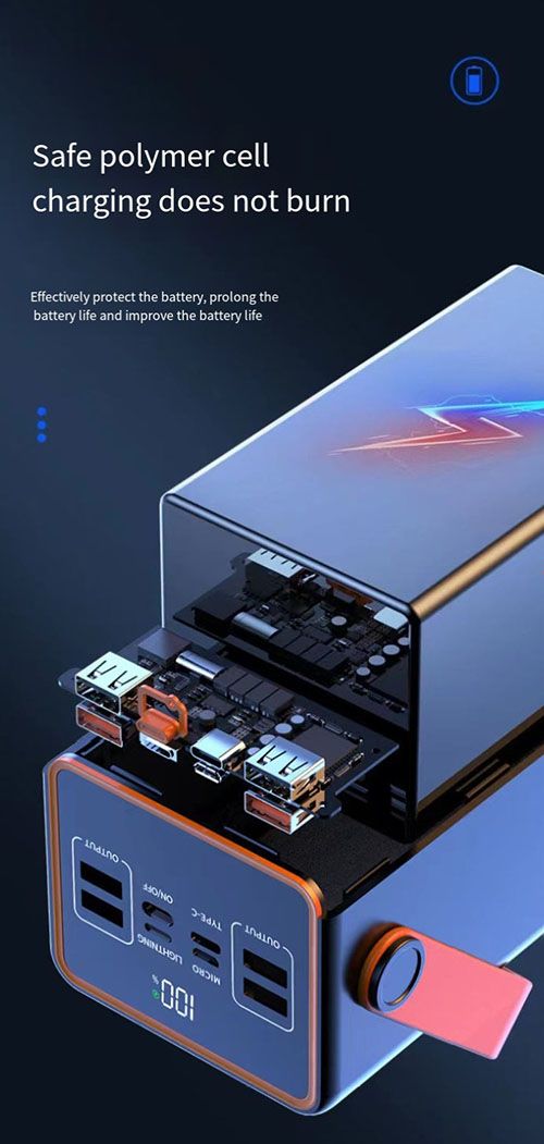 RichRipple Power Banks 50000mAh Power Bank Fast charge 22.5W High capacity charger Camping Light Portable portable charger compatible with multiple devices