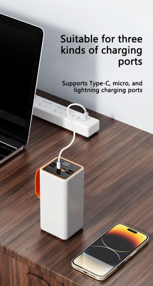 RichRipple Power Banks 50000mAh Power Bank Fast charge 22.5W High capacity charger Camping Light Portable portable charger compatible with multiple devices