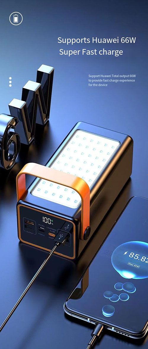 RichRipple Power Banks 50000mAh Power Bank Fast charge 22.5W High capacity charger Camping Light Portable portable charger compatible with multiple devices