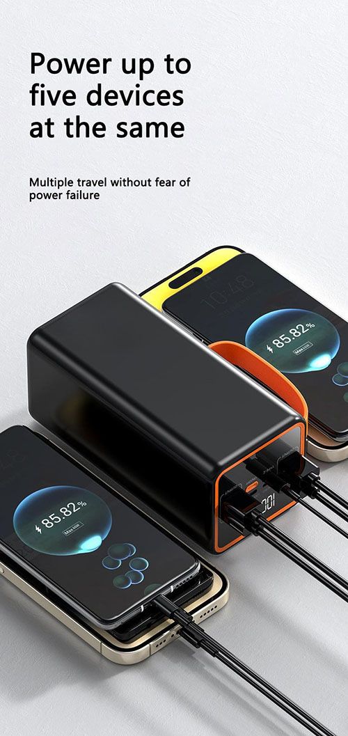 RichRipple Power Banks 50000mAh Power Bank Fast charge 22.5W High capacity charger Camping Light Portable portable charger compatible with multiple devices