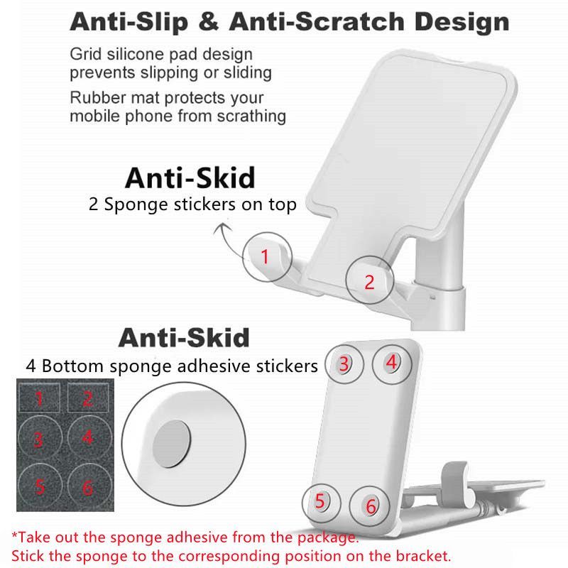 RichRipple Universal Foldable Mobile Phone Holder Desktop Tablet Holder Portable Adjustable Extend Support Desk