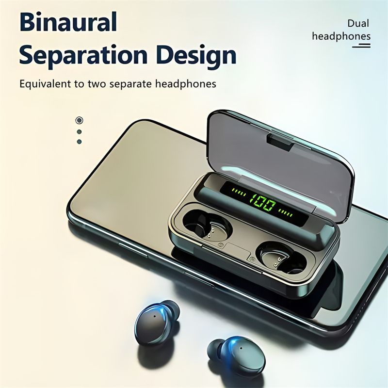 RichRipple F9 TWS V5.0 Bluetooth Earphone Wireless Stereo Sports Waterproof Bluetooth Earpods Mini Touch Control Noise Canceling Earbuds