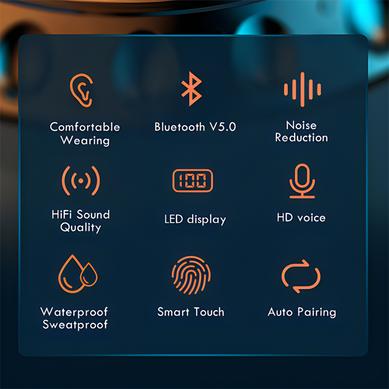 RichRipple F9 TWS V5.0 Bluetooth Earphone Wireless Stereo Sports Waterproof Bluetooth Earpods Mini Touch Control Noise Canceling Earbuds
