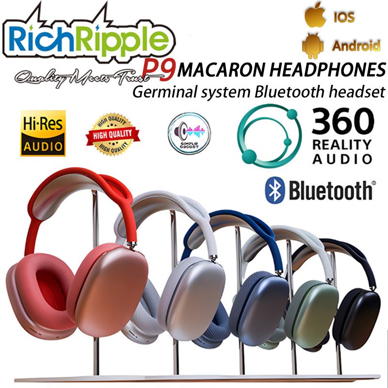 RichRipple P9 Air Max Wireless Bluetooth Headphones Sports Gaming Wireless Headset Noise Reduction Earphone With Microphone Supports TF