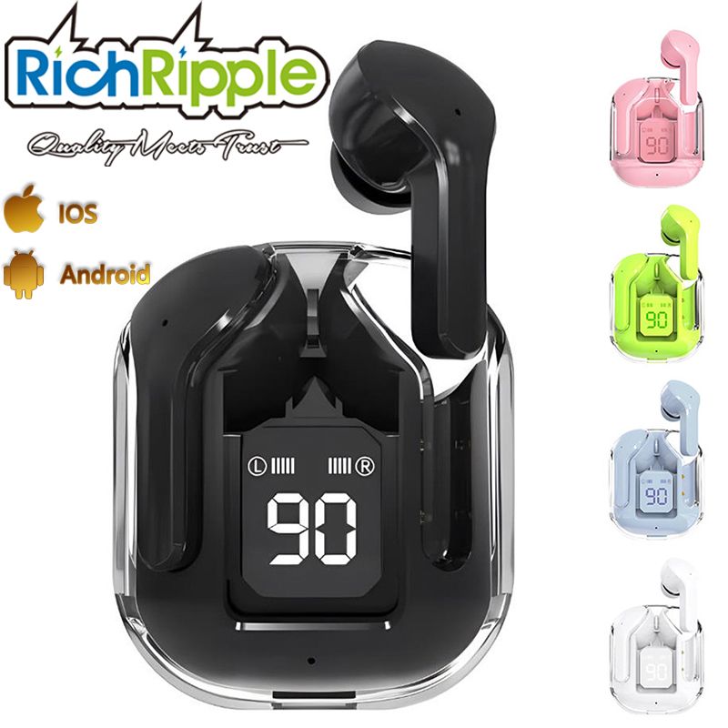 【XmasSale】RichRipple Air31 Bluetooth Earphone in-Ear Earpods LED Digital Display Long Life Portable With Translucent Charging Case Bluetooth 5.3