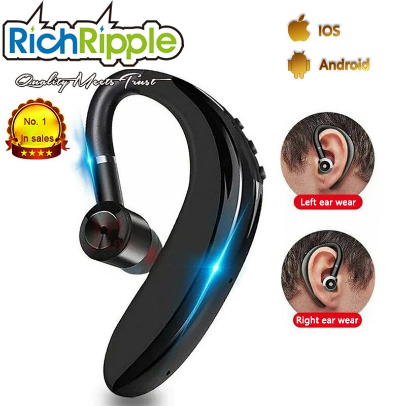 RichRipple Wireless  Bluetooth Earphone with microphone for all smartphones, hands-free sports Earpods with Bluetooth connection and microphone