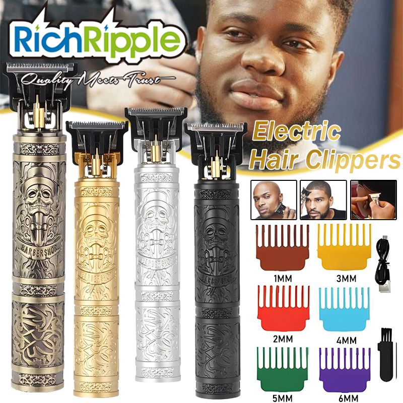 RichRipple USB T9 Barber 6 Color Limit Comb Rechargeable Professional Barber Shaver Electric Hair and Beard Trimmer