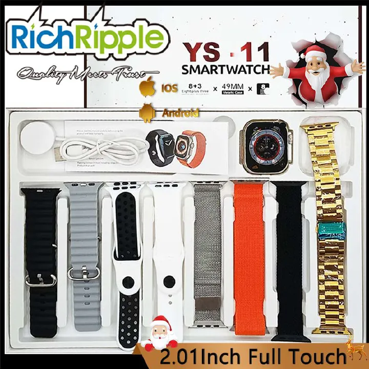 RichRipple New Gift Box Set YS-11 Ultra Smart Watch 10 Plus 3 Set 49mm Strap 2.01inch Screen Game Series 10 Bluetooth Call Smart Watches
