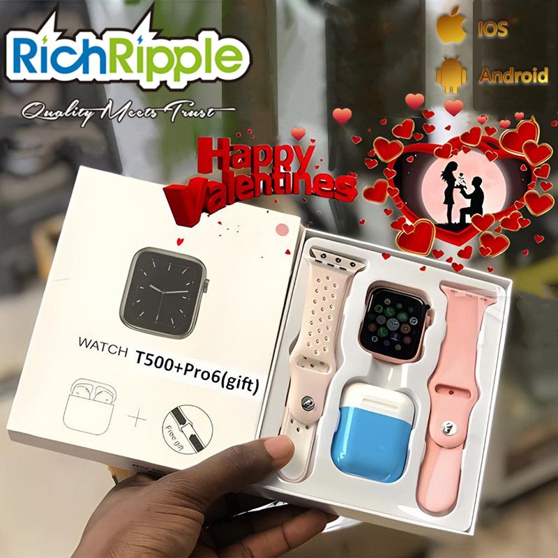 RichRipple 2 in 1 Smart Watch Men Women Bluetooth Calling  Blood Pressure Heart Rate Monitor Sports Fitness Bracelet Smartwatch+Free Gift T55 Pro Max Bluetooth Earphone