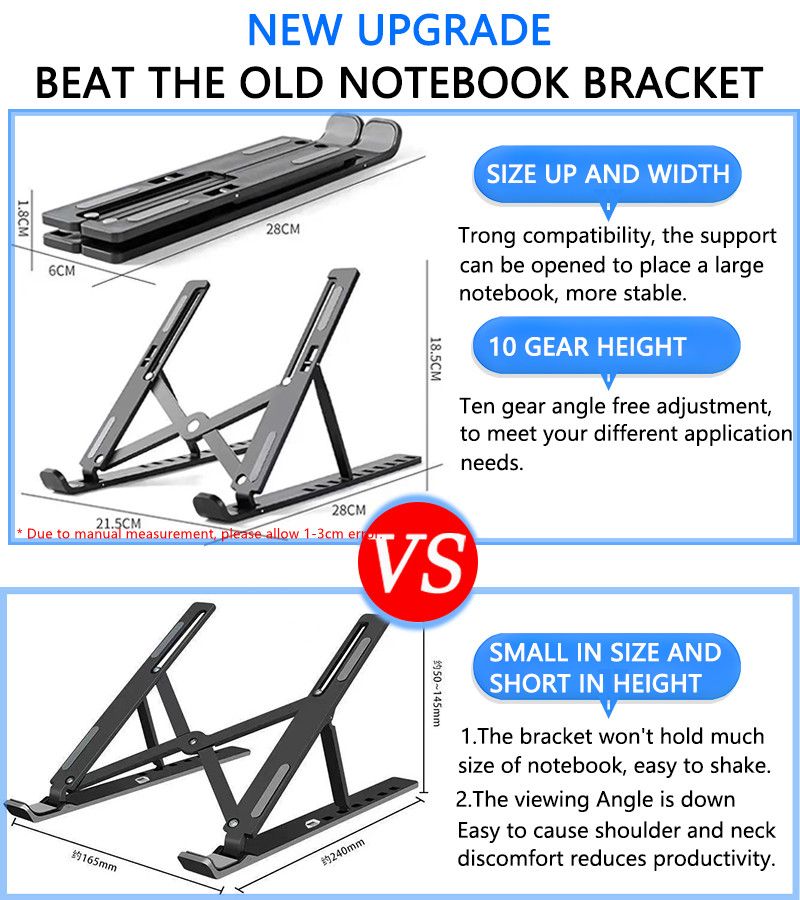 RichRipple Portable Laptop Stand 10 Position Foldable ABS Notebook Stand Support Adjustable Laptop Holder for Macbook Computer Accessories