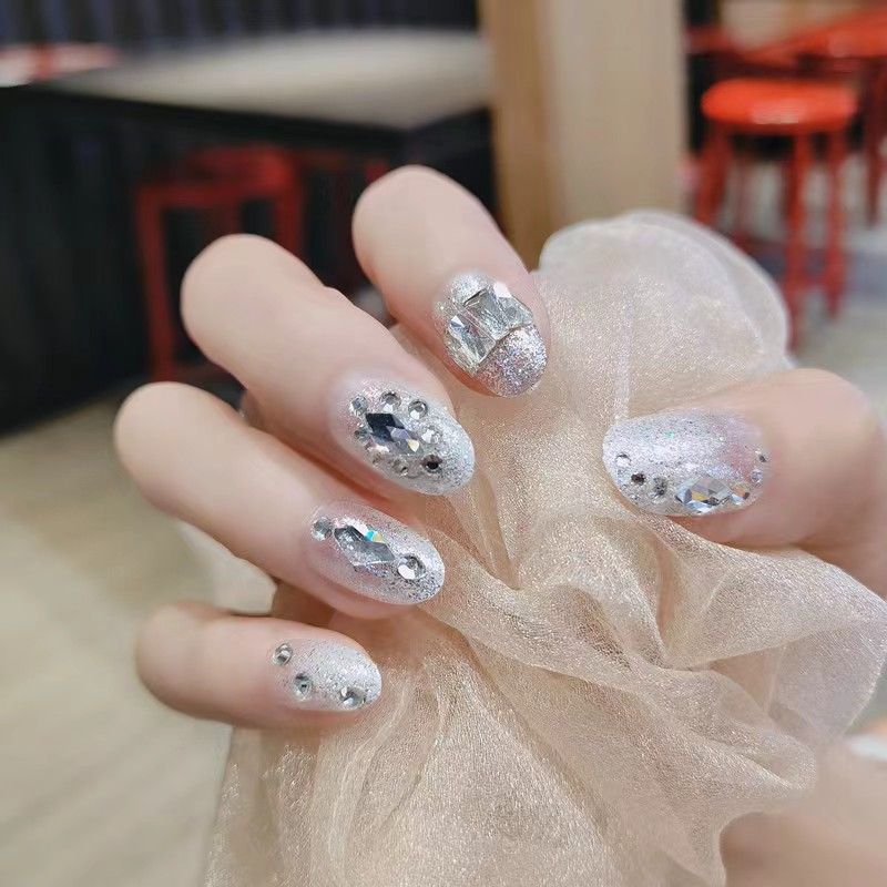 24ps fake nail  one nail glue Fashion For Women Simple Pink Ins Style Fake Nails Acrylic fake Full Tips False press on nail no need nail dryer nail polish