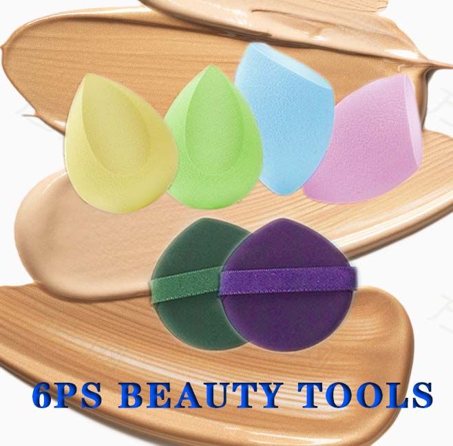 6PS beauty egg makeup blender cosmetic puff makeup sponge foundation powder sponge beaty tool women make up accessories