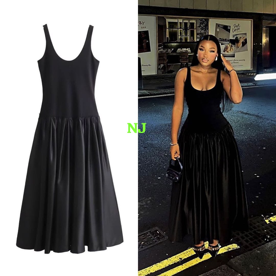 Matte Zara Black Dress Suspender Sleeveless Vest Dress Bottom Medium Long Dress Woman Casual Long Dress