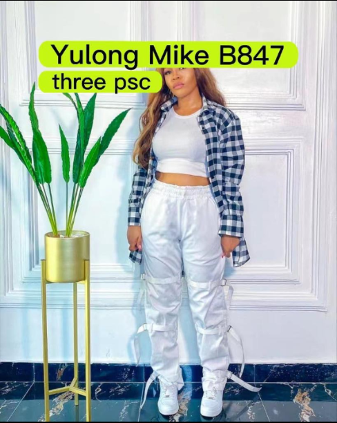 Trixxie Pixxie 2pcs Checkered Long Blouses Shirts + Baggy Pocket pants set