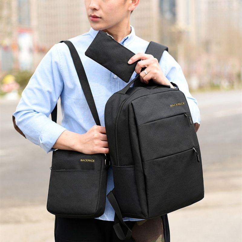 Backpacks Men Bags 3 PCS School Bags Bookbags USB Laptop Bags Notebook Bag Travel Bag Anti-Theft Leisure Nylon Cloth Bags Medium Size