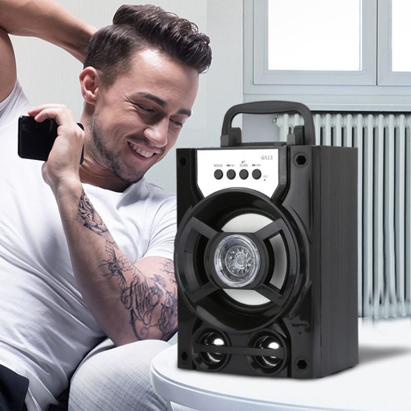 Bluetooth Speaker Portable Outdoor Stereo System LED Light Shinning with USB FM AUX TF Card