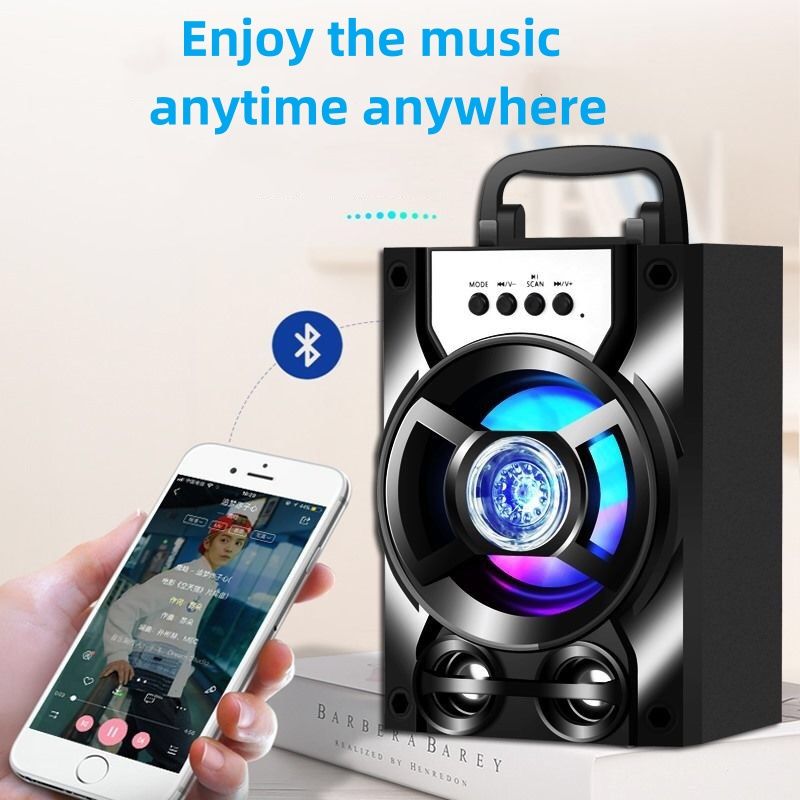 Bluetooth Speaker Portable Outdoor Stereo System LED Light Shinning with USB FM AUX TF Card