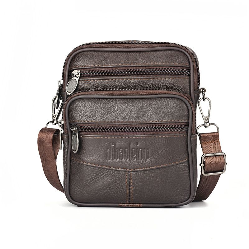 Men's Genuine Leather Crossbody Bag Vertical Trendy Multifunctional Shoulder Bag Briefcase Casual Travel Messenger Bag Small fanny pack Bag