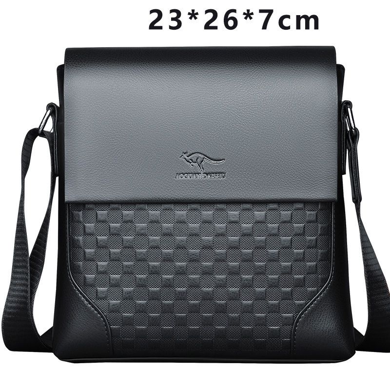 Men's Plaid Shoulder Crossbody Bag PU Leather Business Leisure Travel Shoulder Bag Large Capacity High-grade Shoulder Bag Business Fashion Briefcase