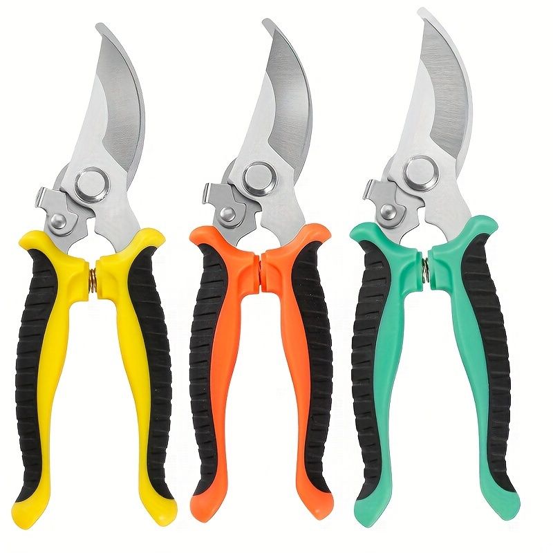 Garden Pruning Shears Branch Scissors Stainless Steel Fruit Scissors Anti-skid Labor-saving Sharp Bypass Pruning Shears Tree Trimmers Secateurs Hand Clippers