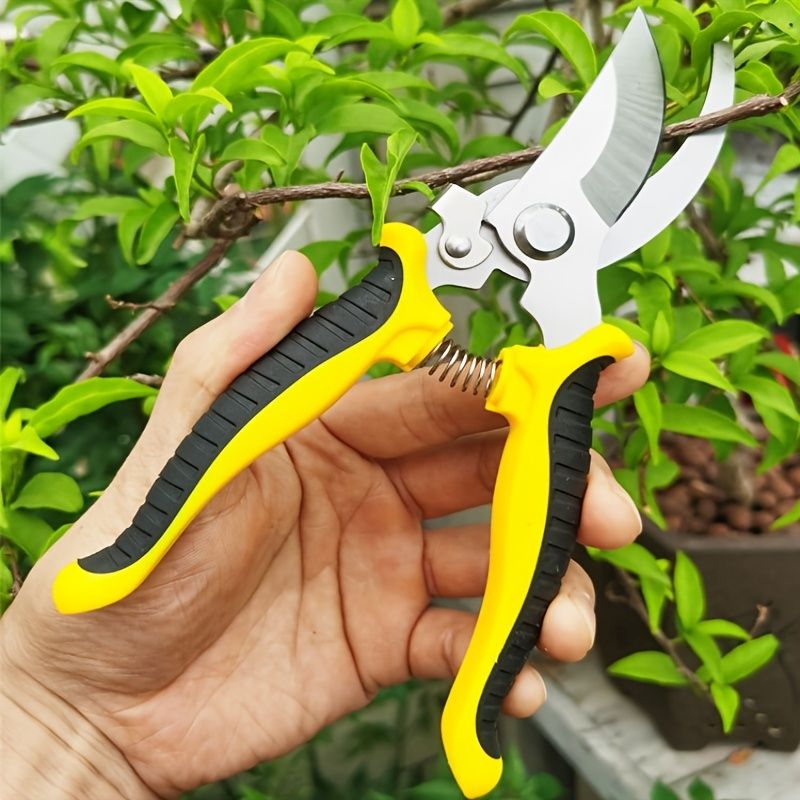 Garden Pruning Shears Branch Scissors Stainless Steel Fruit Scissors Anti-skid Labor-saving Sharp Bypass Pruning Shears Tree Trimmers Secateurs Hand Clippers