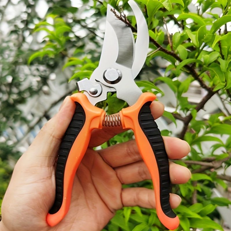 Garden Pruning Shears Branch Scissors Stainless Steel Fruit Scissors Anti-skid Labor-saving Sharp Bypass Pruning Shears Tree Trimmers Secateurs Hand Clippers