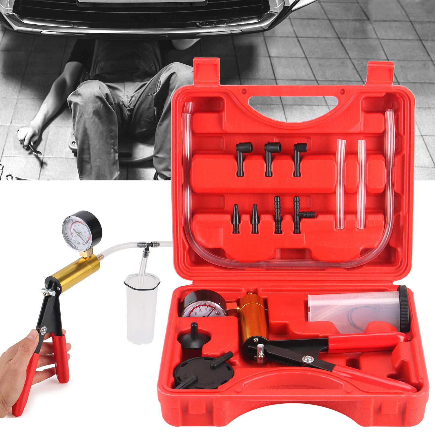 Manual Vacuum Pump Car Brake Oil Car Repair Replacement Tool Set Small Air Pump Manual Suction Gun