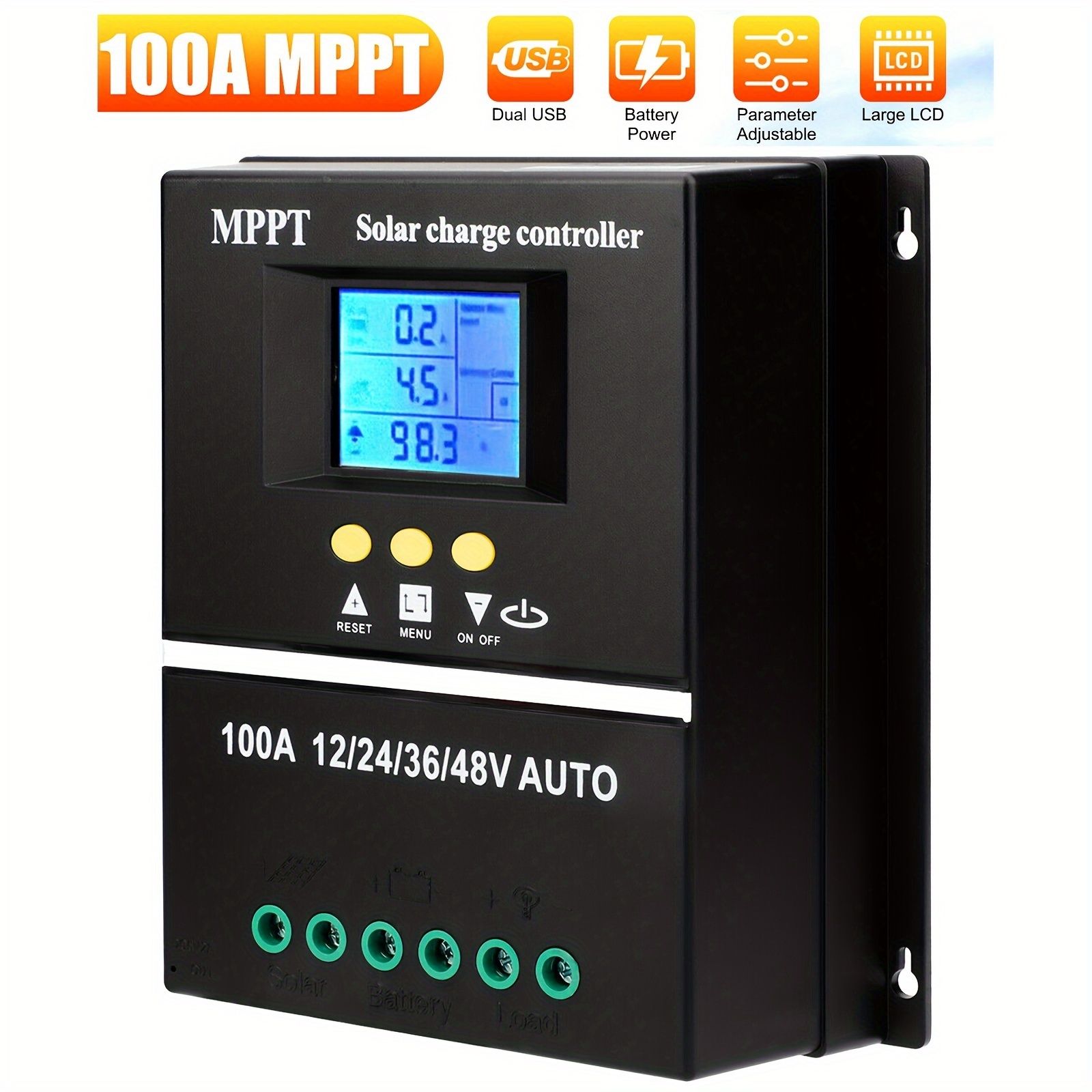 60A 80A 100A MPPT Solar Charge Controller Tool 12V 24V 36V 48V Solar Panel Battery Smart LCD Display Battery Intelligent Regulator