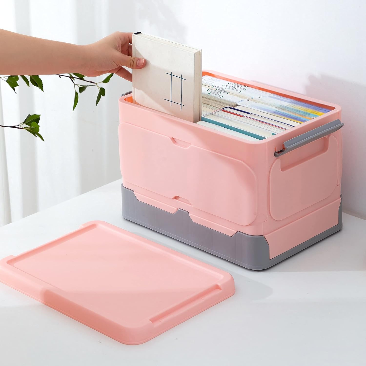 Folding Storage Box, Student Books Storage Box, Foldable Storage Box for Clothes, Snacks, Toys, Etc., Suitable for Home Use, Supermarket Shopping, Car Trunk- Blue