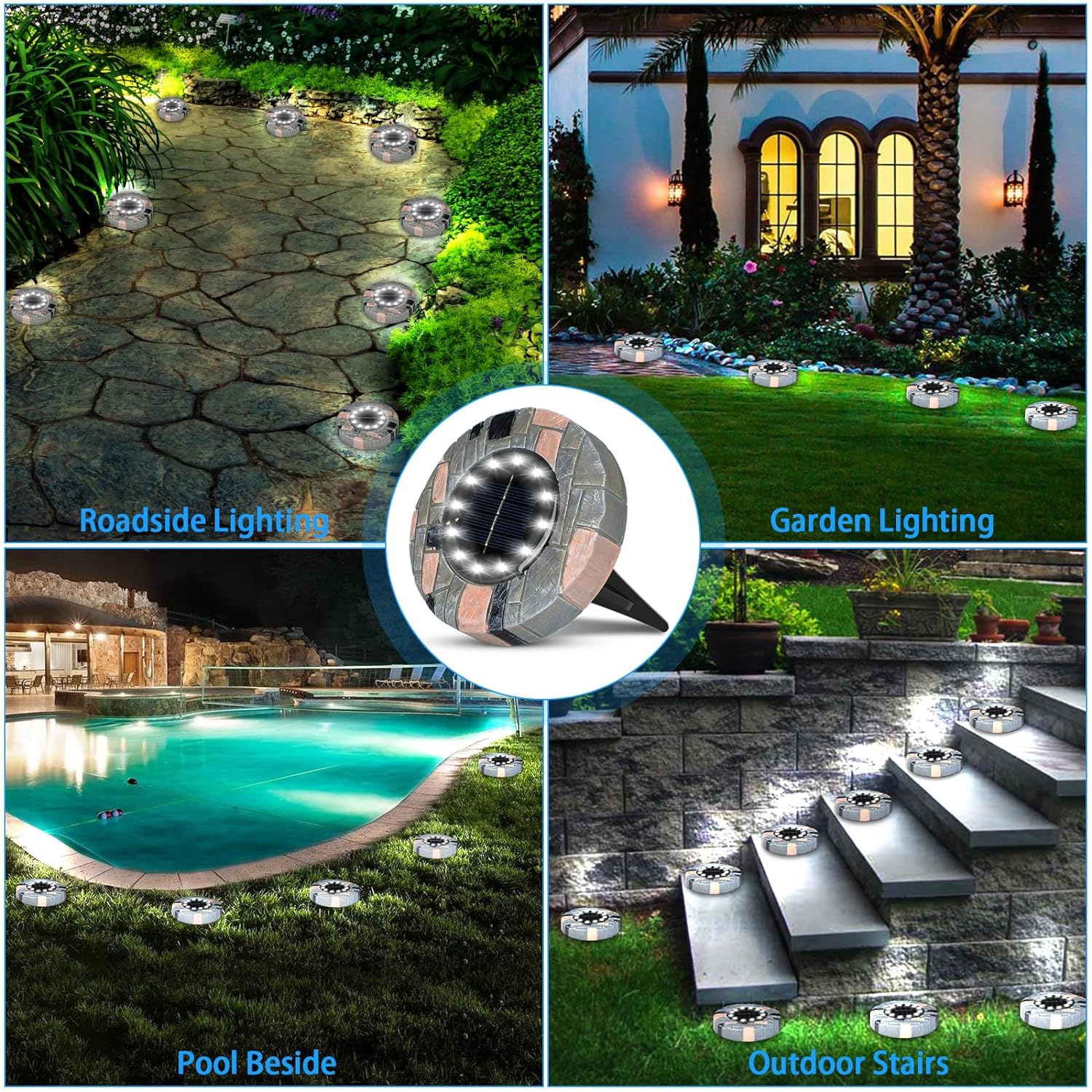 Solar Outdoor Lights for Landscape Lighting, Garden Lights, Yard Lights, Driveway Lights - Solar Pathway Lights -4 Packl White)