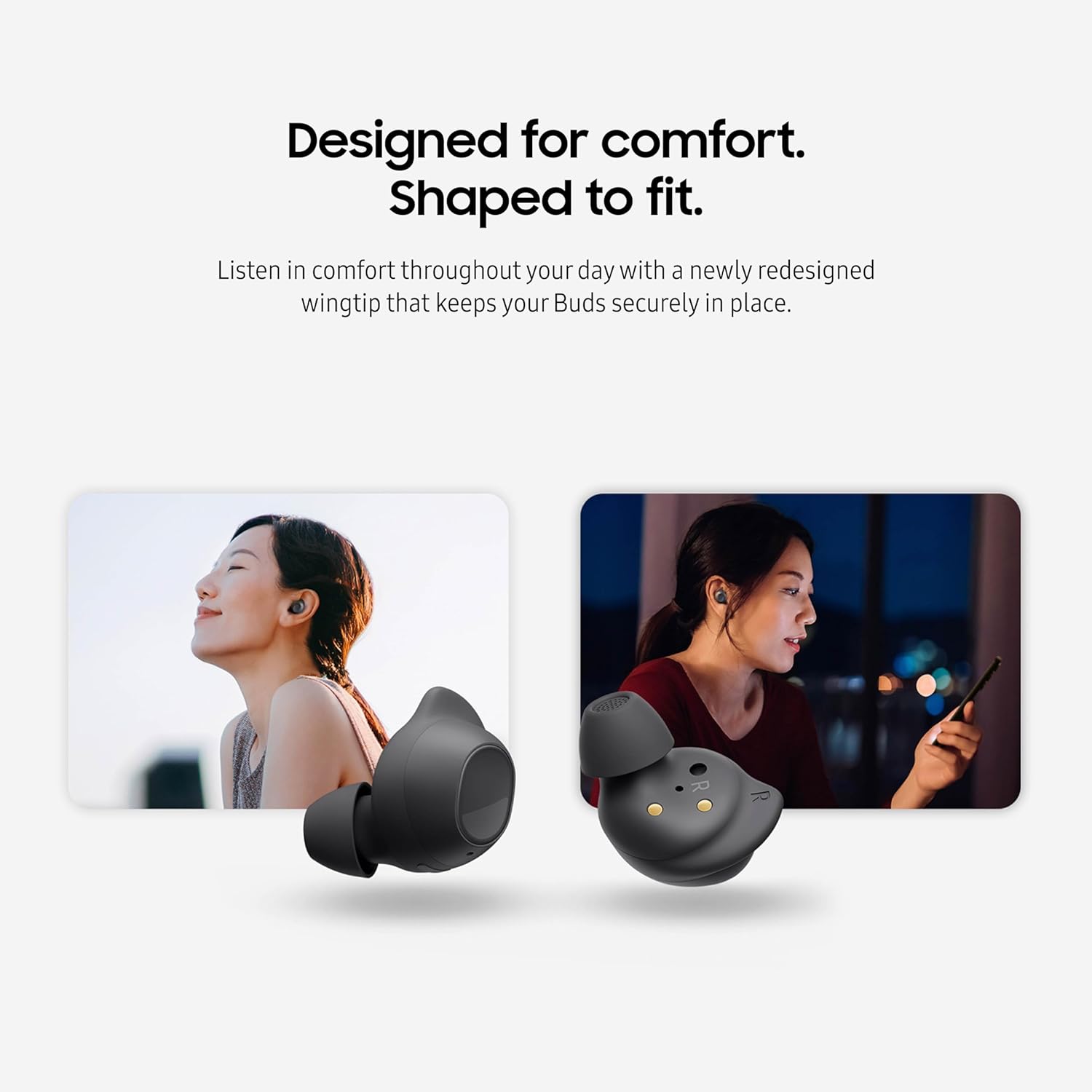 Samsung Galaxy Buds FE True Wireless Bluetooth Earbuds, Comfort and Secure in Ear Fit, Wing-Tip Design, Auto Switch Audio, Touch Control, Built-in Voice Assistant, US Version, Graphite
