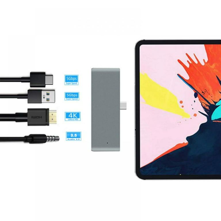 4in1 USB C Hub HDMI HDTV  Adapter for SAMSUNG TYPE C HUB, IPHONE 15 PRO MAX  iPad Pro 11", iPad Air 4, Mini USB C to 4K@60Hz, PD Charging, Headphone Jack Compatible with MacBook