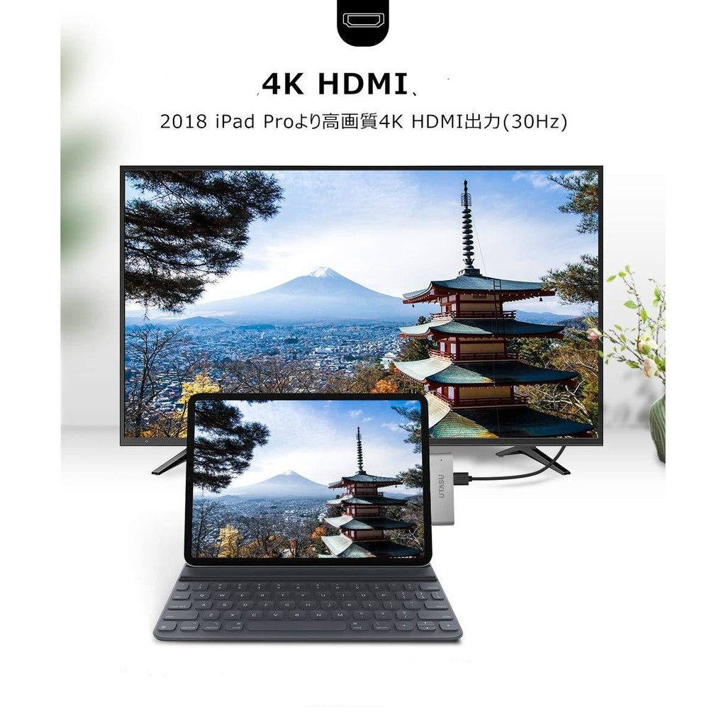 4in1 USB C Hub HDMI HDTV  Adapter for SAMSUNG TYPE C HUB, IPHONE 15 PRO MAX  iPad Pro 11", iPad Air 4, Mini USB C to 4K@60Hz, PD Charging, Headphone Jack Compatible with MacBook