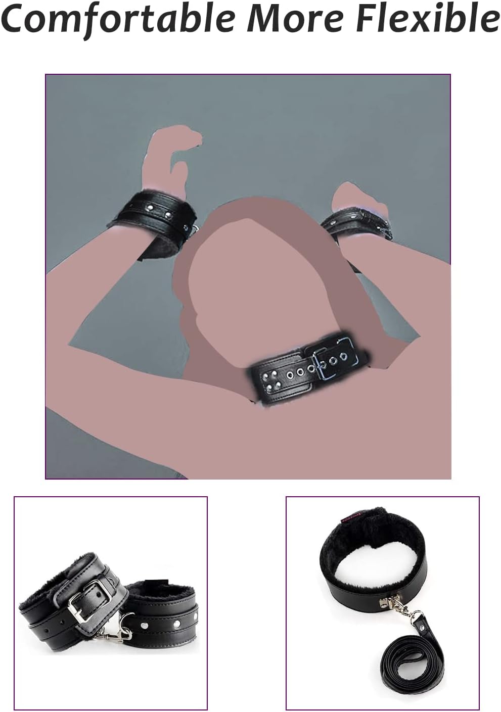 Sex Bondage Kit for Women: 10 PCS Restraint Leather Set Sex Toy with Sex Blindfold Handcuffs and Ankle Cuffs BDSM Whip Sex Rope, Bondage Restraint Kits for Couples SM Games, Restraint Set for Sex RED
