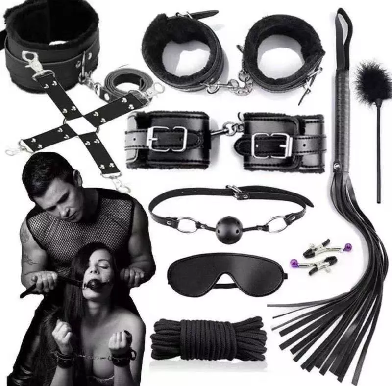 Sex Bondage Kit for Women: 10 PCS Restraint Leather Set Sex Toy with Sex Blindfold Handcuffs and Ankle Cuffs BDSM Whip Sex Rope, Bondage Restraint Kits for Couples SM Games, Restraint Set for Sex RED