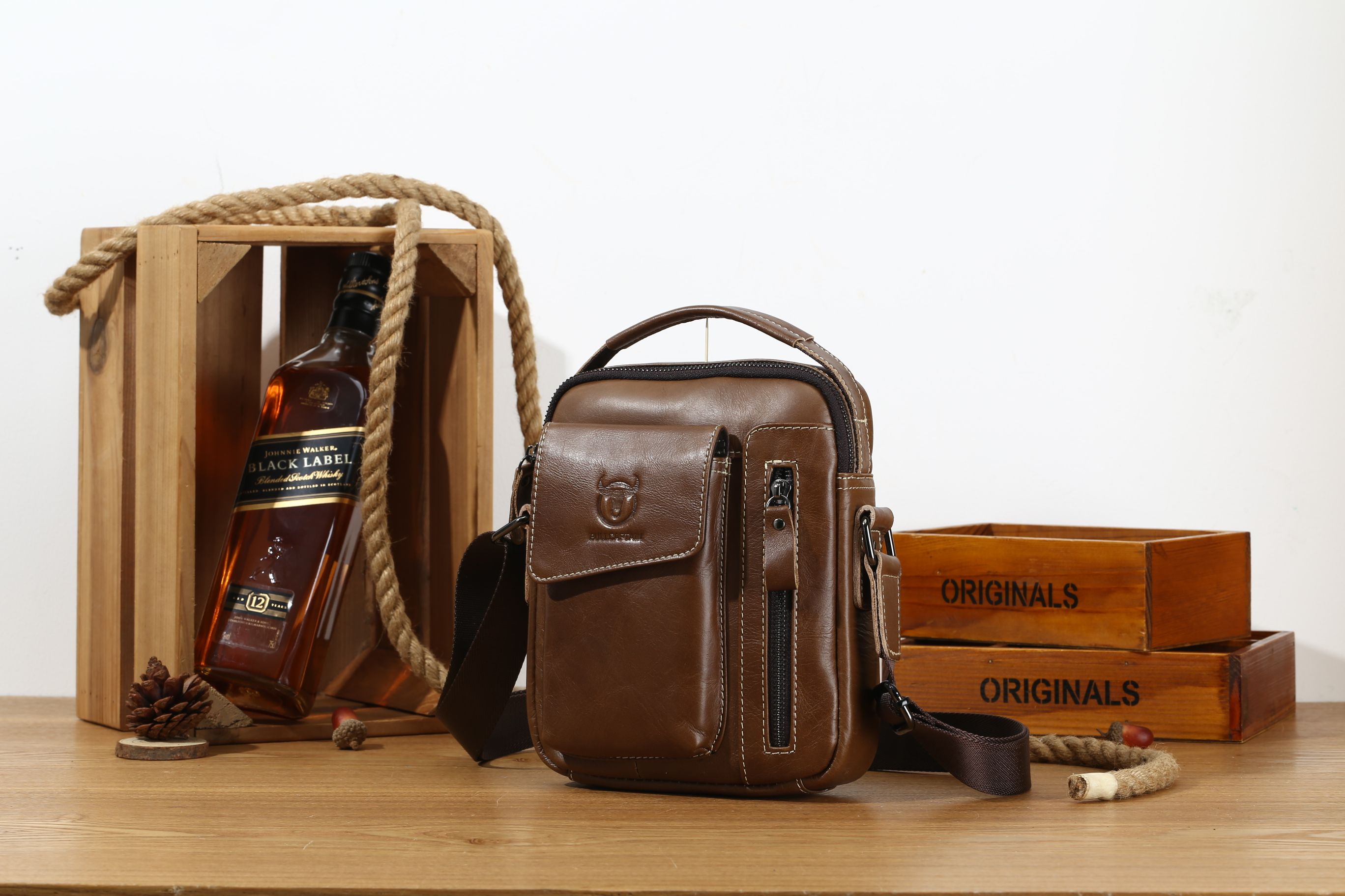 Leather Cowhide Shoulder Crossbody Bag Men's Soft Leather Vertical Menbag Cell Phone Bag Men's Shoulder Bag