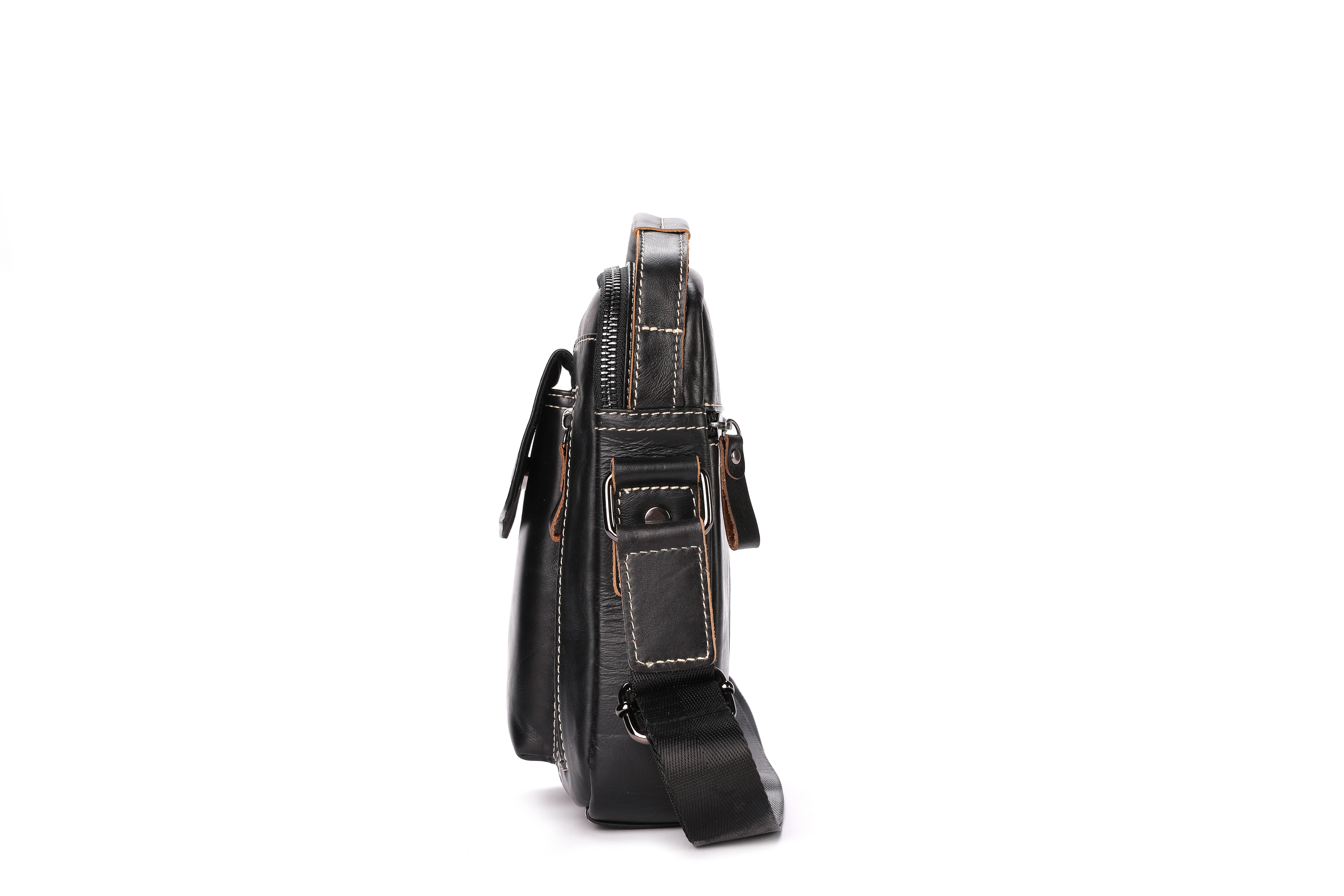 Leather Cowhide Shoulder Crossbody Bag Men's Soft Leather Vertical Menbag Cell Phone Bag Men's Shoulder Bag