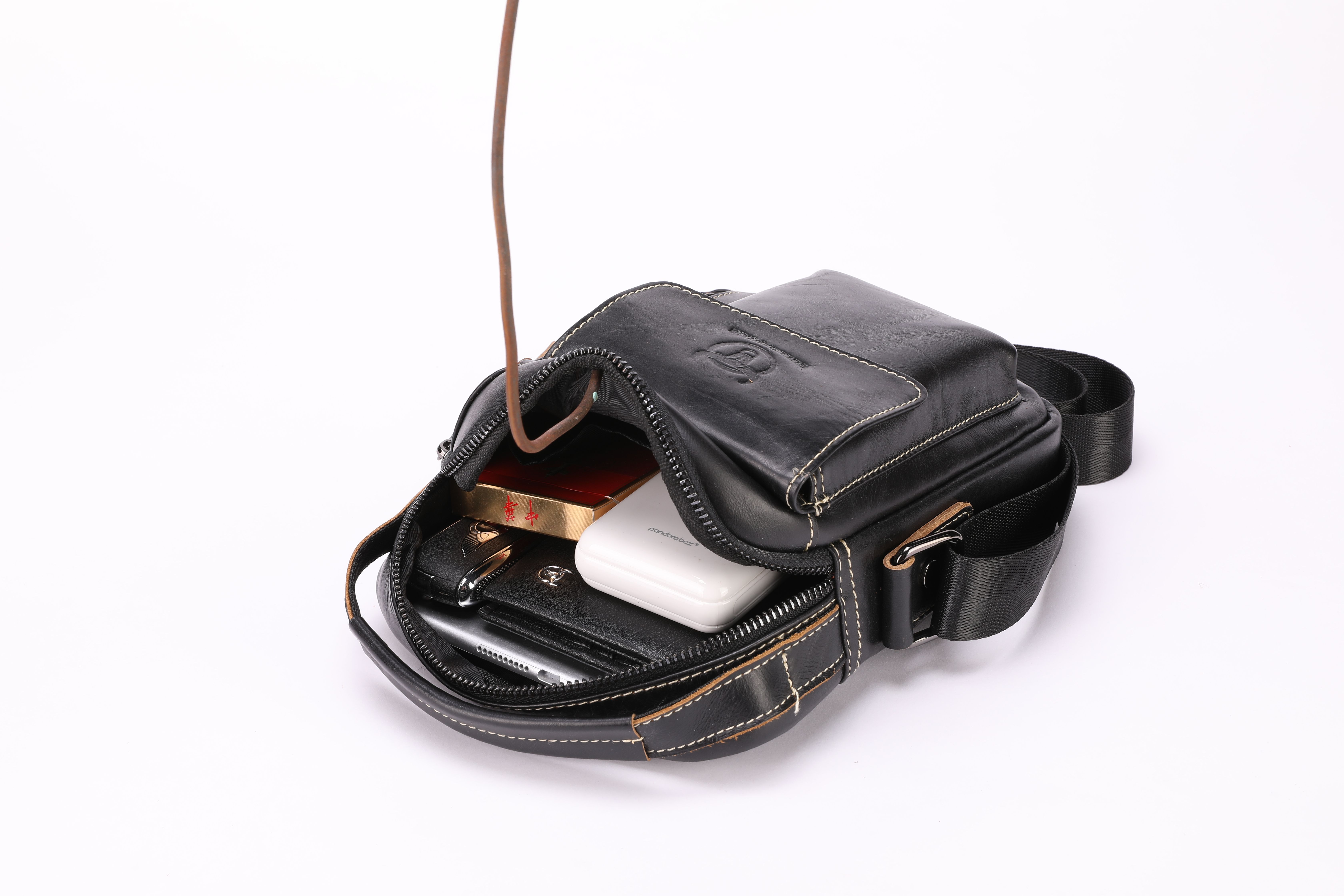 Leather Cowhide Shoulder Crossbody Bag Men's Soft Leather Vertical Menbag Cell Phone Bag Men's Shoulder Bag