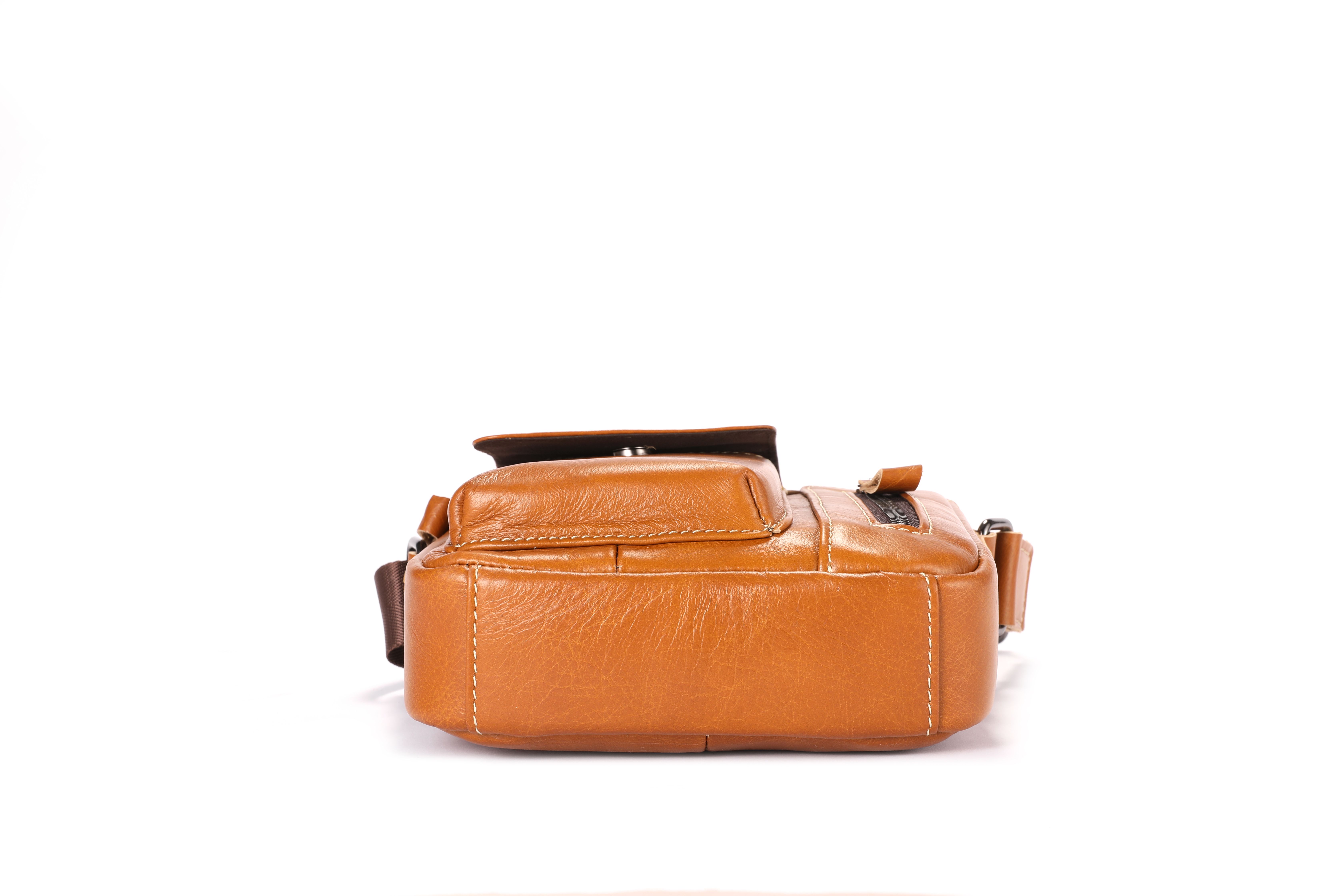 Leather Cowhide Shoulder Crossbody Bag Men's Soft Leather Vertical Menbag Cell Phone Bag Men's Shoulder Bag