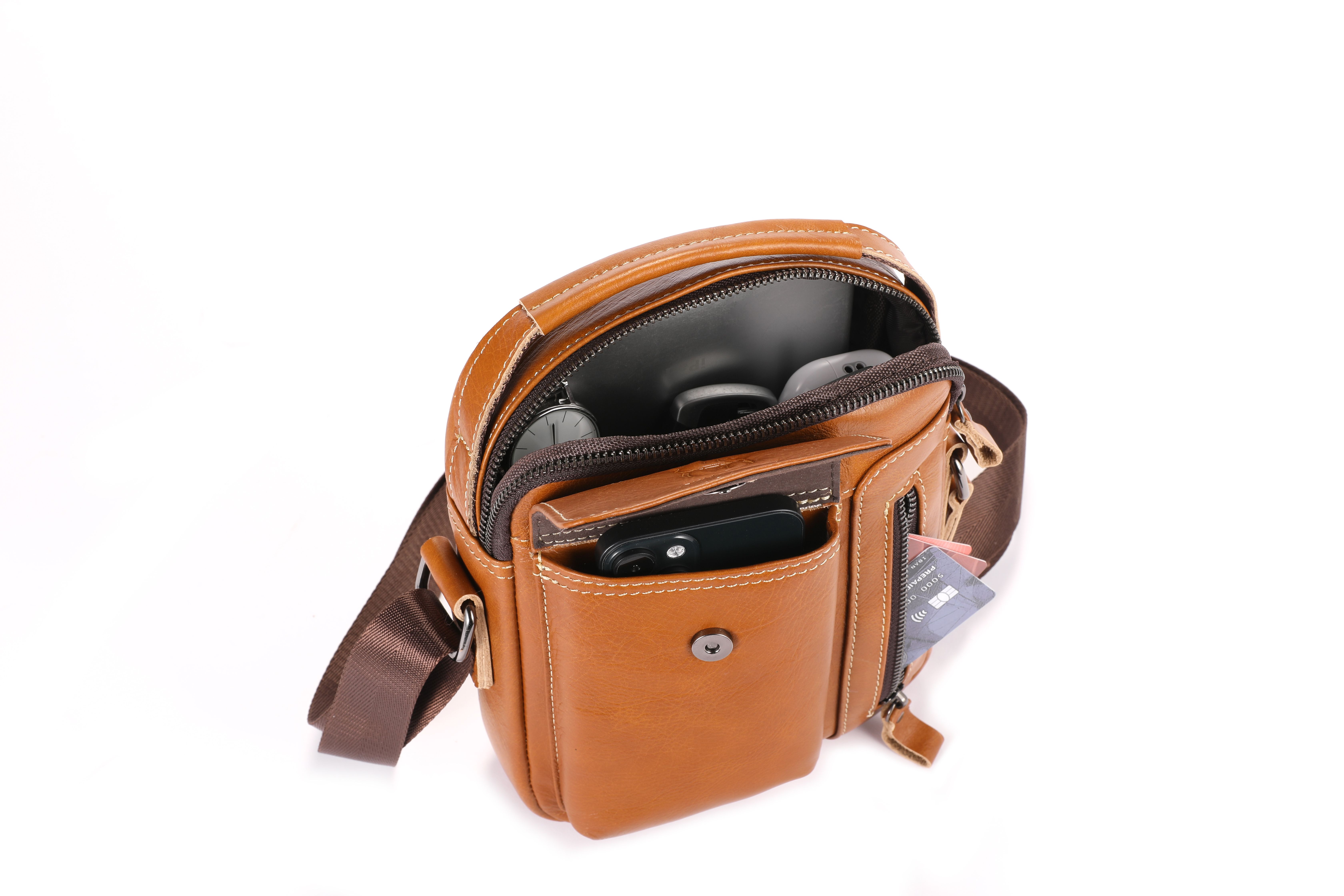 Leather Cowhide Shoulder Crossbody Bag Men's Soft Leather Vertical Menbag Cell Phone Bag Men's Shoulder Bag