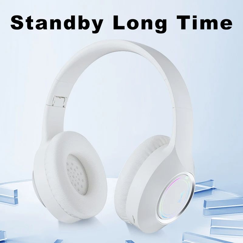 Wireless Bluetooth Headphones LED Head-mounted Bluetooth Headset Foldable Stereo Sound Sport Headphone with Mic Supports TF