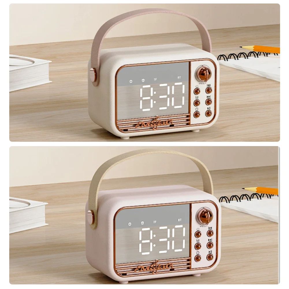 HIFI Wireless Portable Retro Speaker Alarm Clock Aux Stereo USB Loud Home Decor Aesthetic Gift Bluetooth Speakers Music Box New