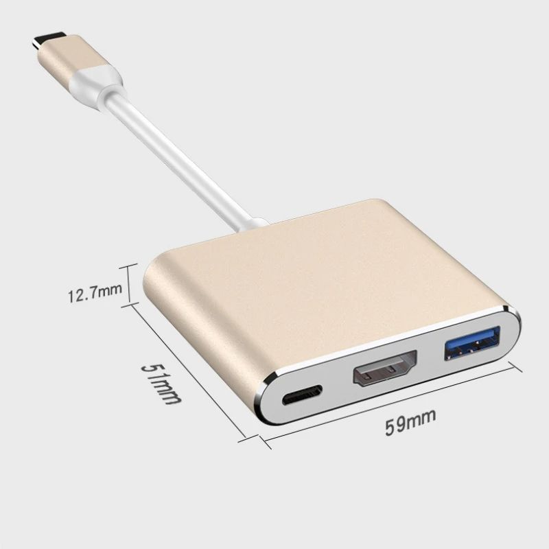3 in 1 USB-C Hub with 4K HDMI-compatible USB 3.0 Port PD Quick Charging Docking Station for Mac Pro/Air Huawei Samsung Laptop