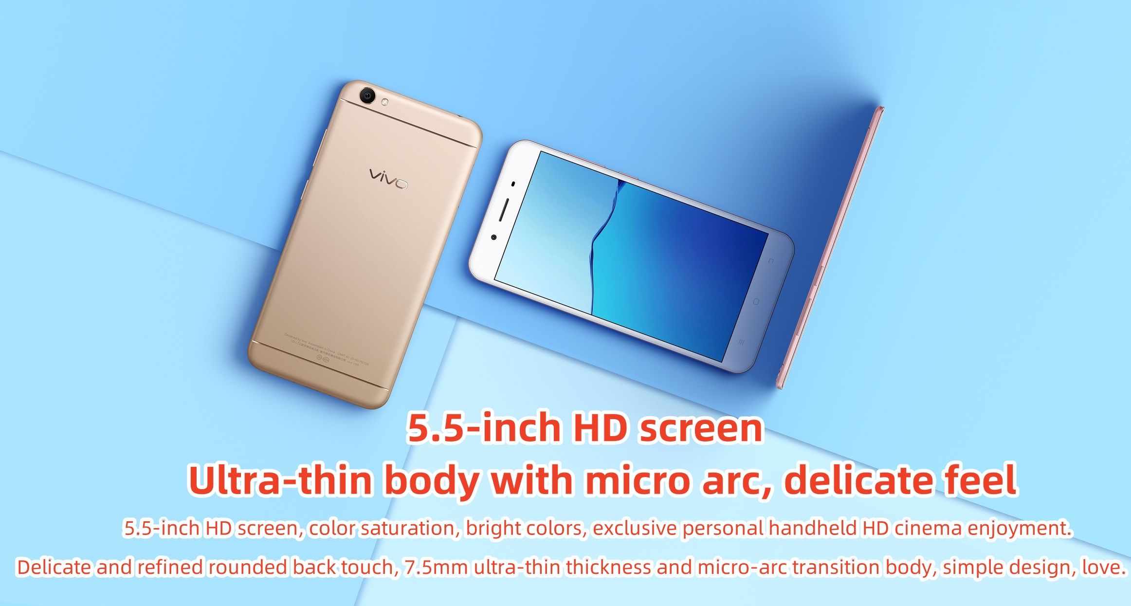 Refurbished VIVO Y66 32GB+3GB smartphone 5.5-inch LED display 2G/3G/4G LTE 13 megapixel +5 megapixel camera 3000 mah battery phone