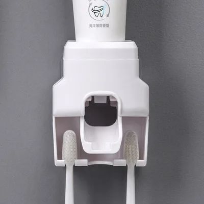 Wall Mount Automatic Toothpaste Dispenser Toothbrush Holder Set Toothpaste Squeezer for Family Shower Bathroom Accessories