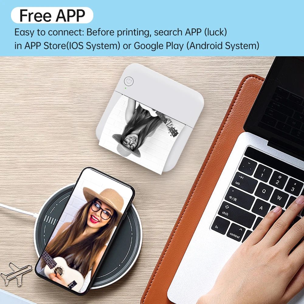 Mini Pocket Thermal Printer Multifunction Portable Sticker Maker 203DPI Instant Photo Printing Support BT Connection