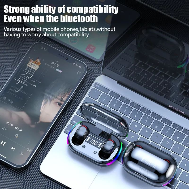 K10 Tws Earphones Bluetooth Wireless Headphones LED Display Smart Noise Reduction Phone Ear Buds Hearing Aids Handfree Blutooth